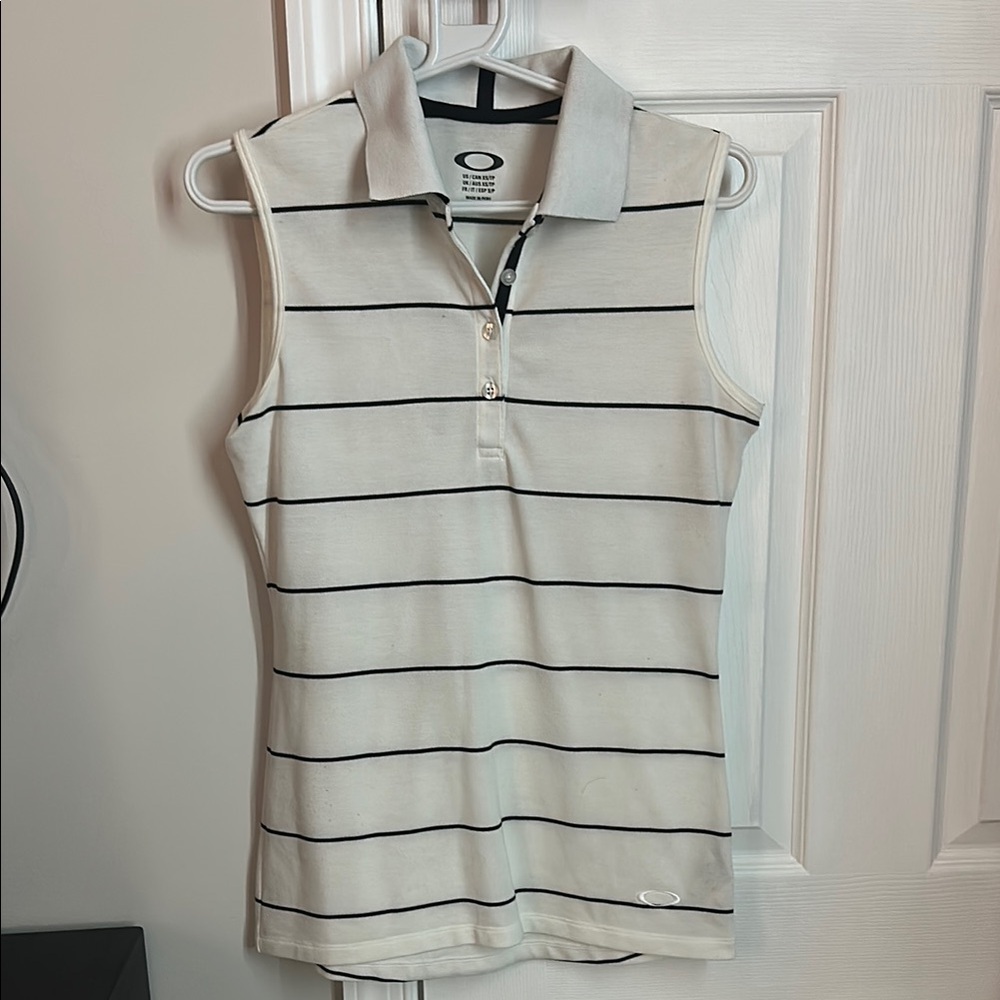 Oakley Fitted Polo Shirt White Cream Buttoned